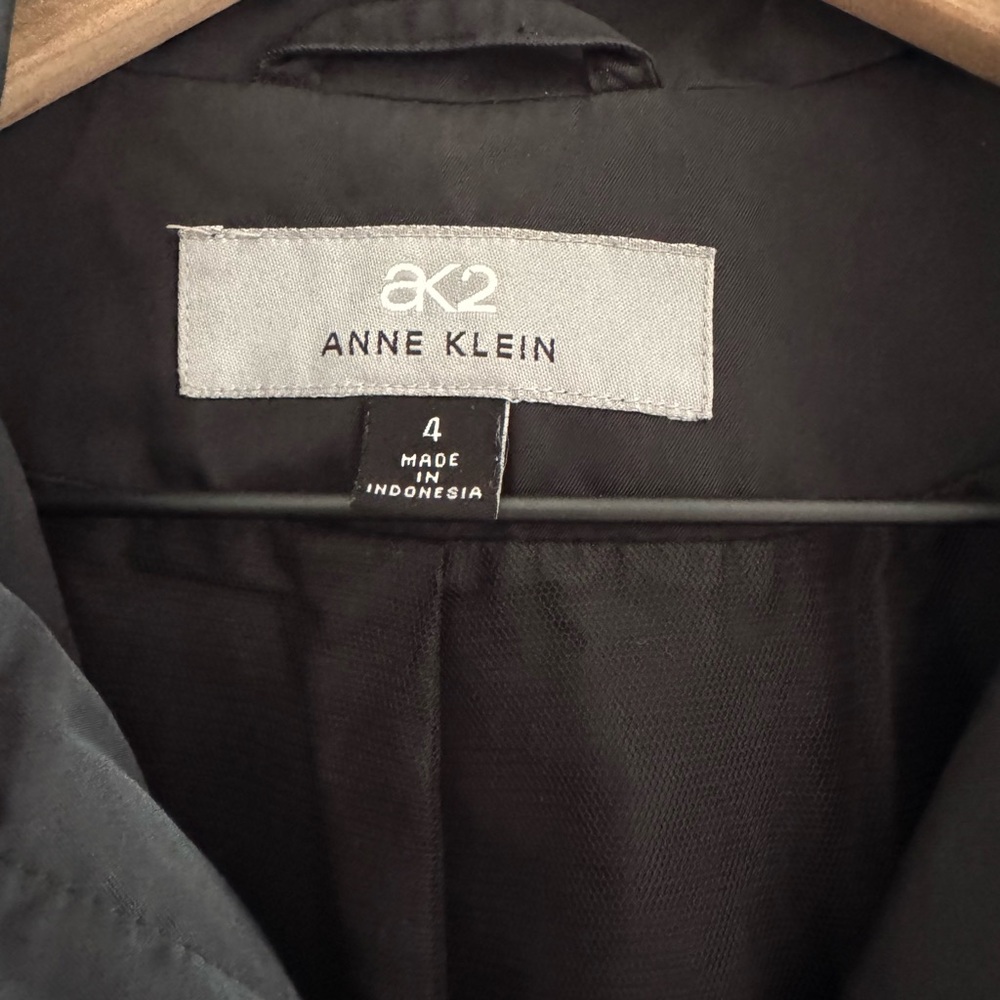 Anne Klein Classic Black Trench Coat - Picture 2 of 3